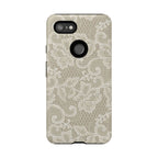 White Lace Pattern Tough Phone Case