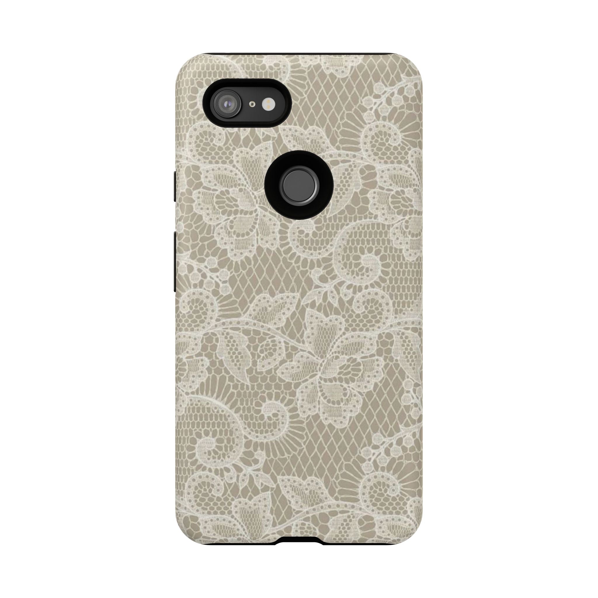 White Lace Pattern Tough Phone Case