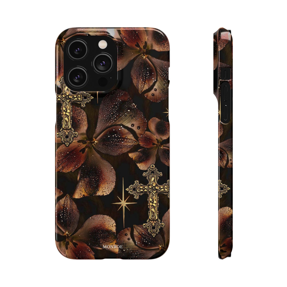 Brown Floral Cross Case