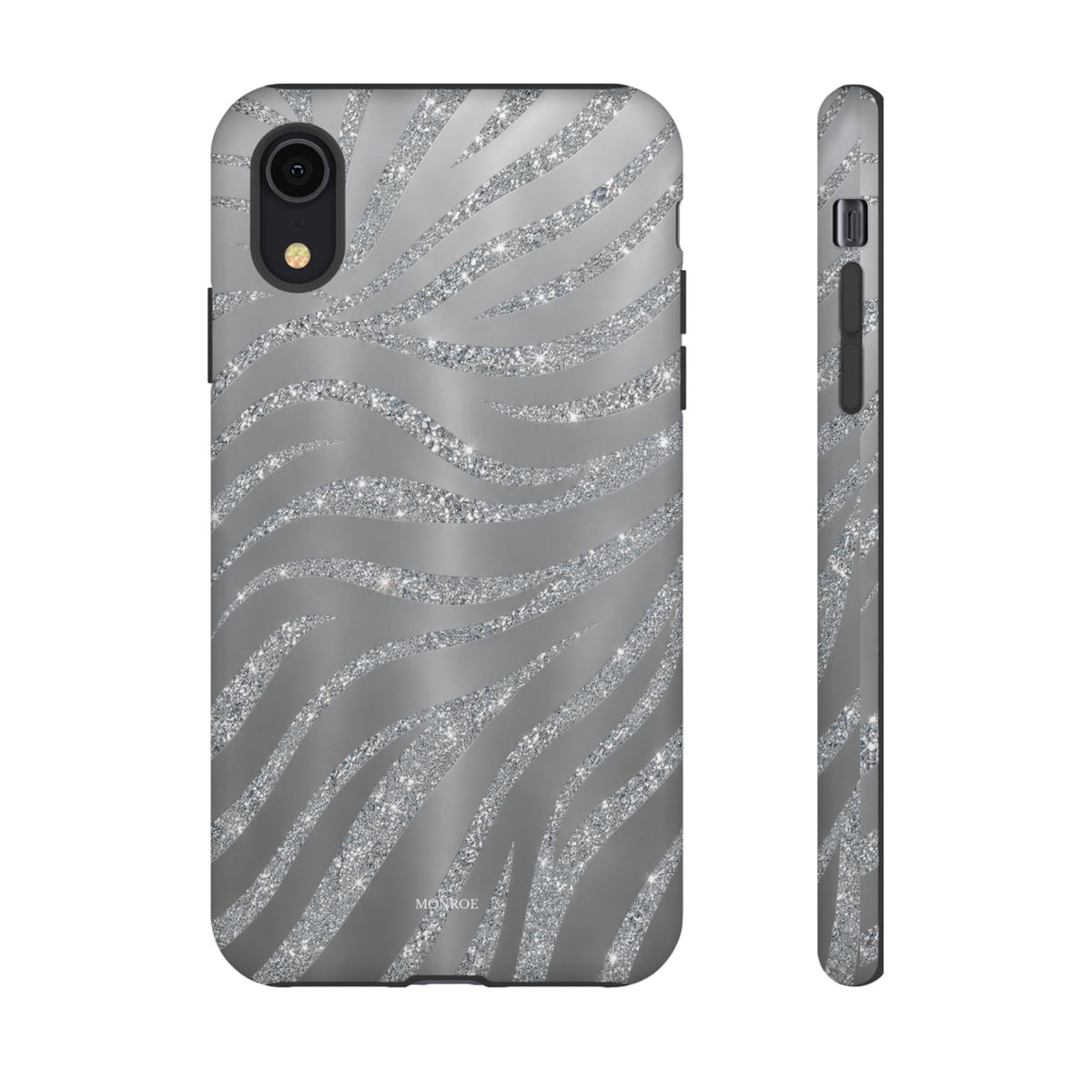 Silver Glitter Zebra Tough Case