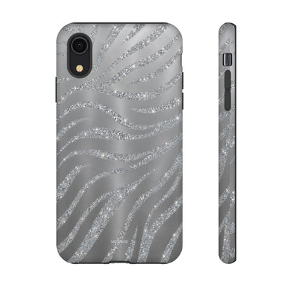 Silver Glitter Zebra Tough Case