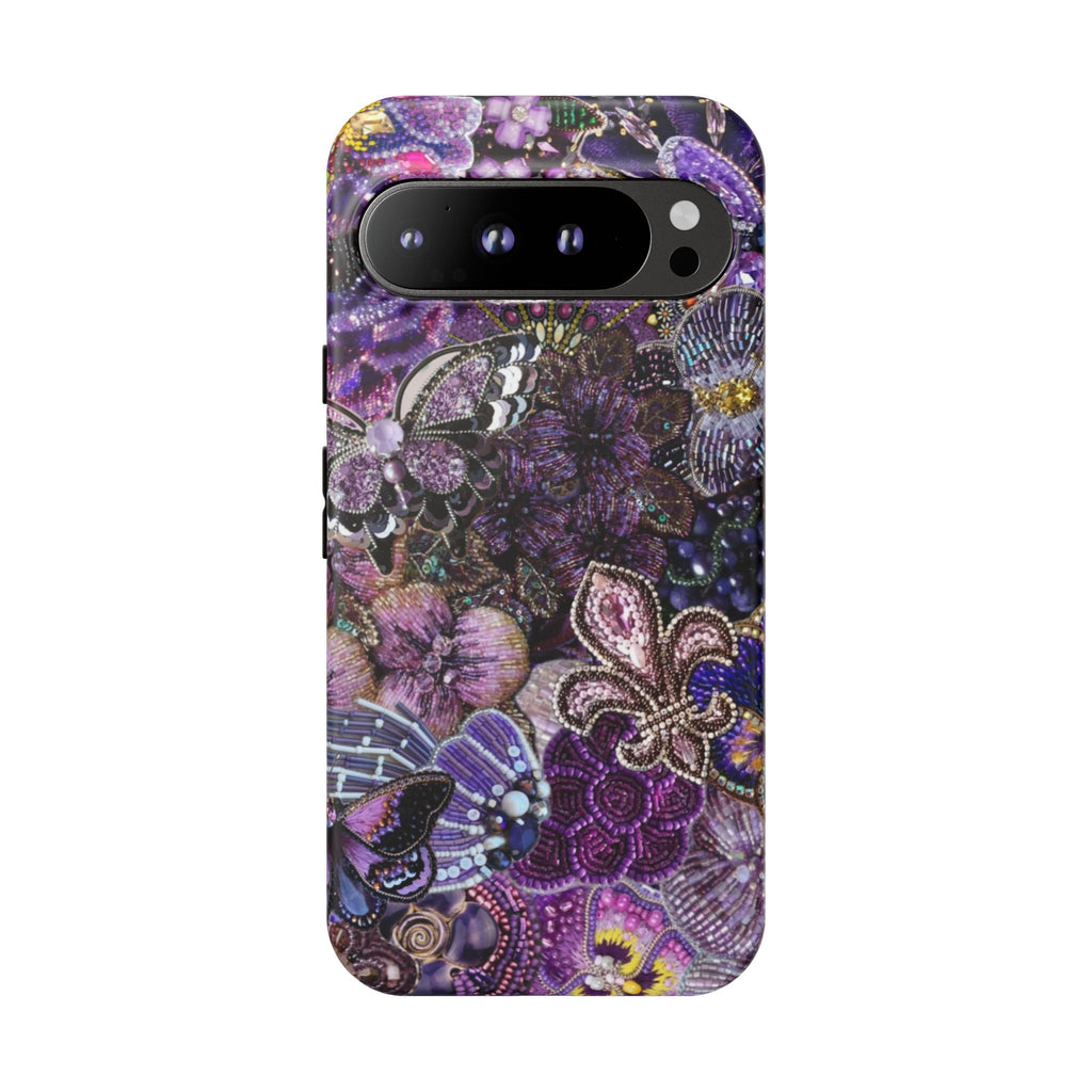 Purple Fleur-de-Lis Floral Tough Phone Case