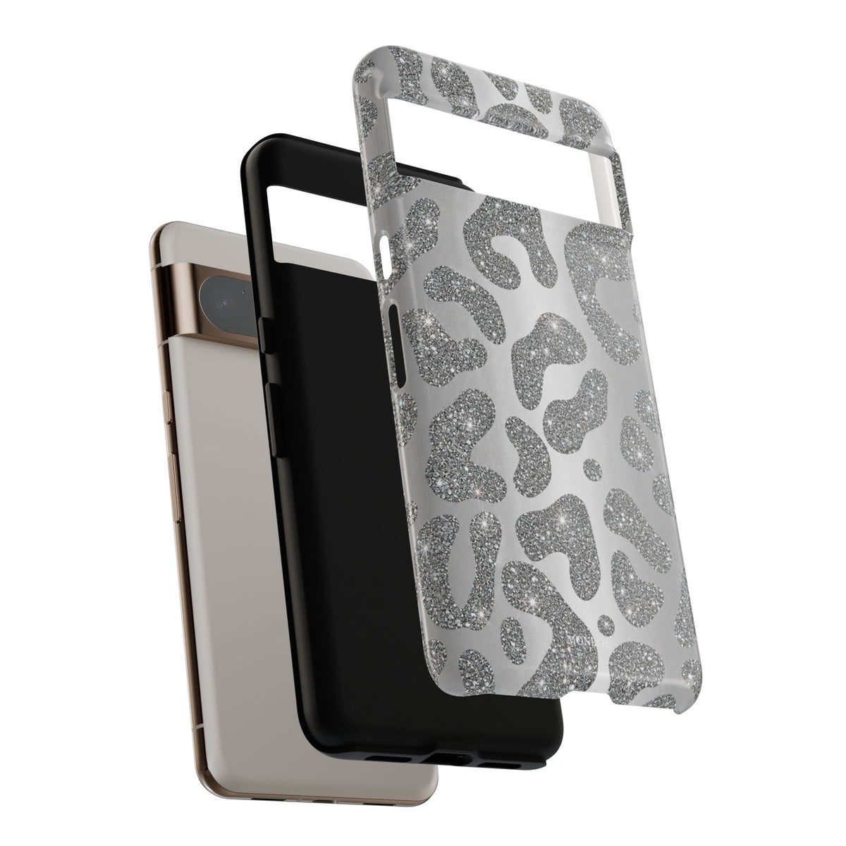 Silver Glitter Leopard Tough Case