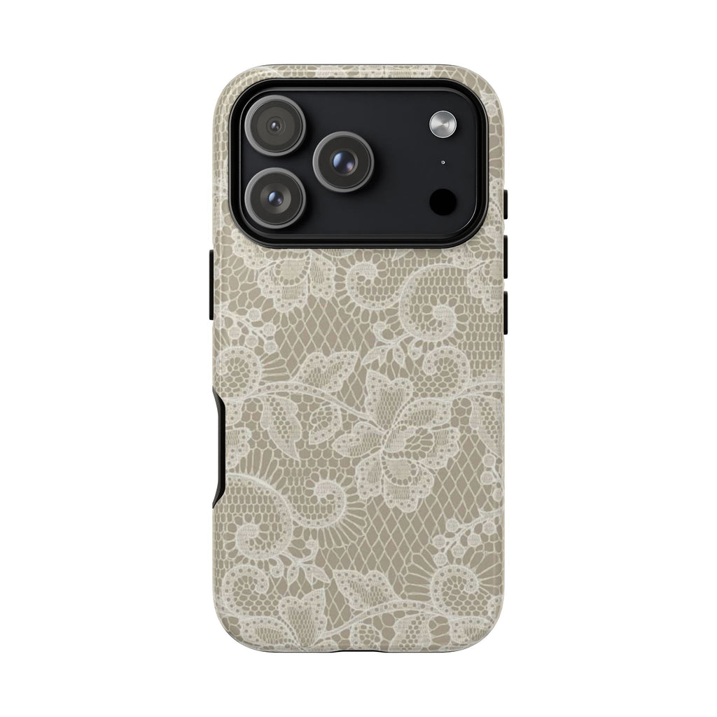 White Lace Pattern Tough Phone Case