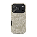 White Lace Pattern Tough Phone Case