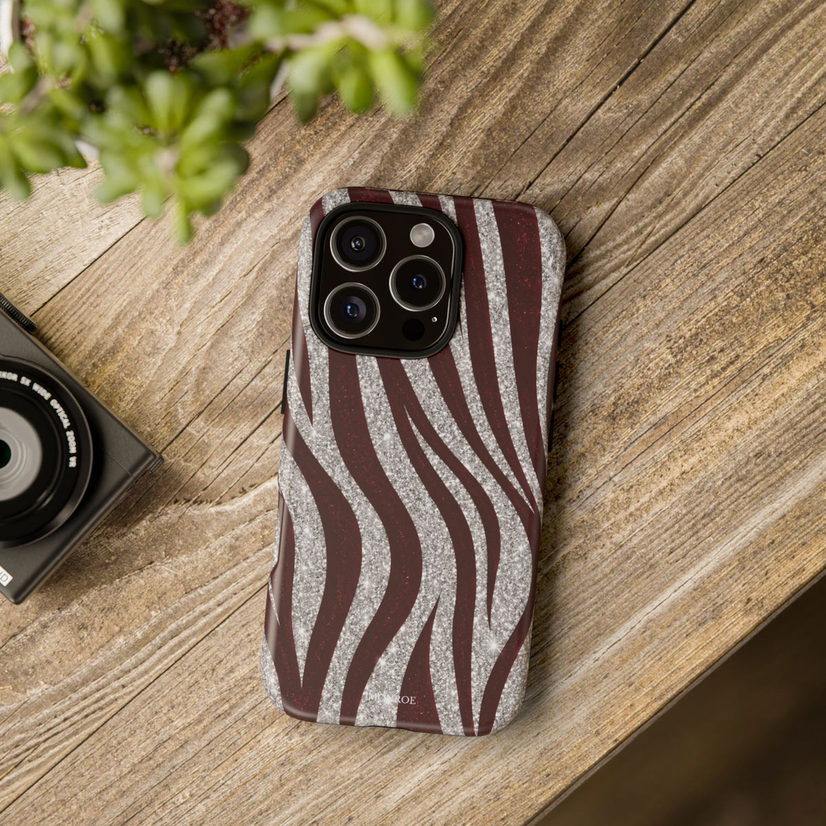 Burgundy Zebra Glitter Tough Case