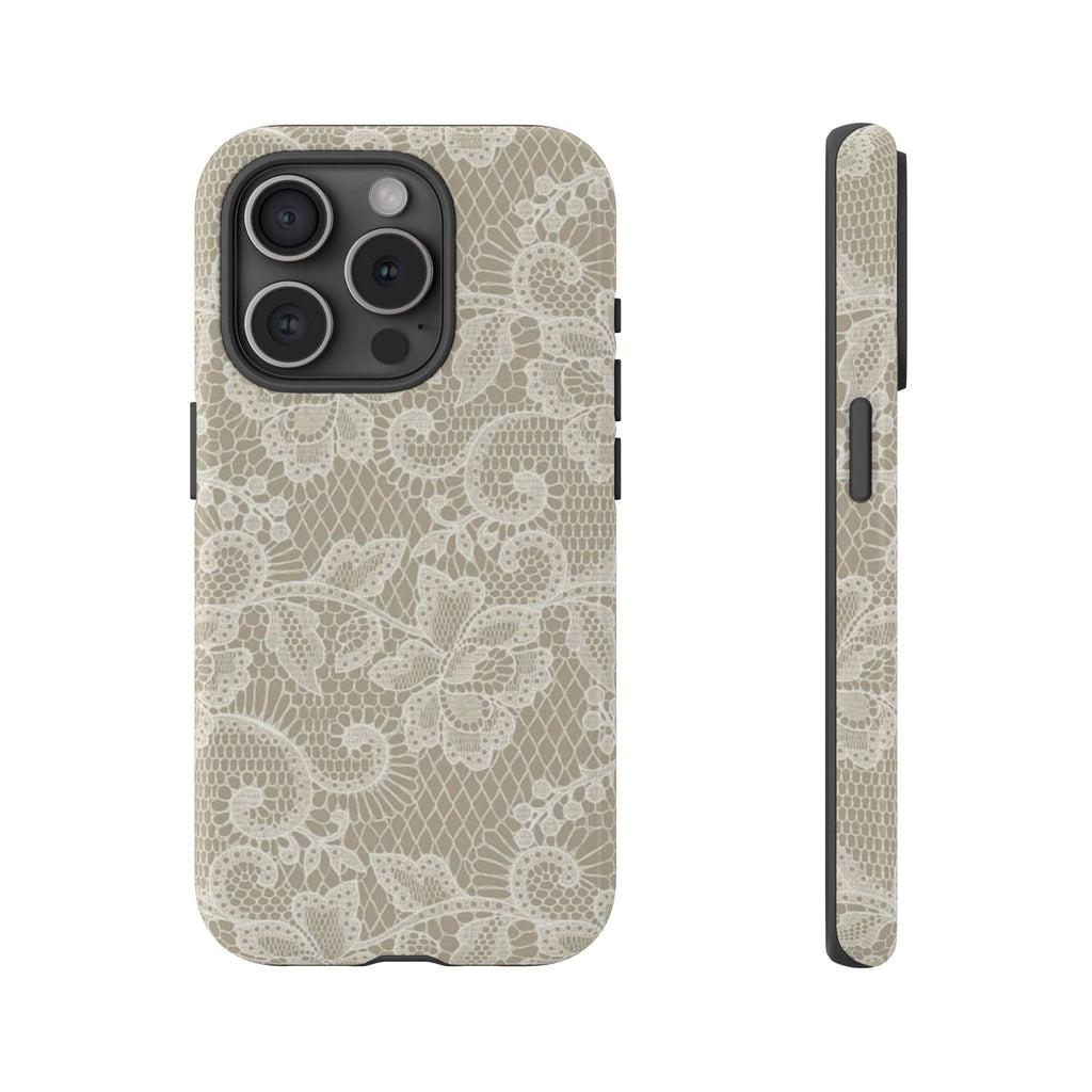 White Lace Pattern Tough Phone Case
