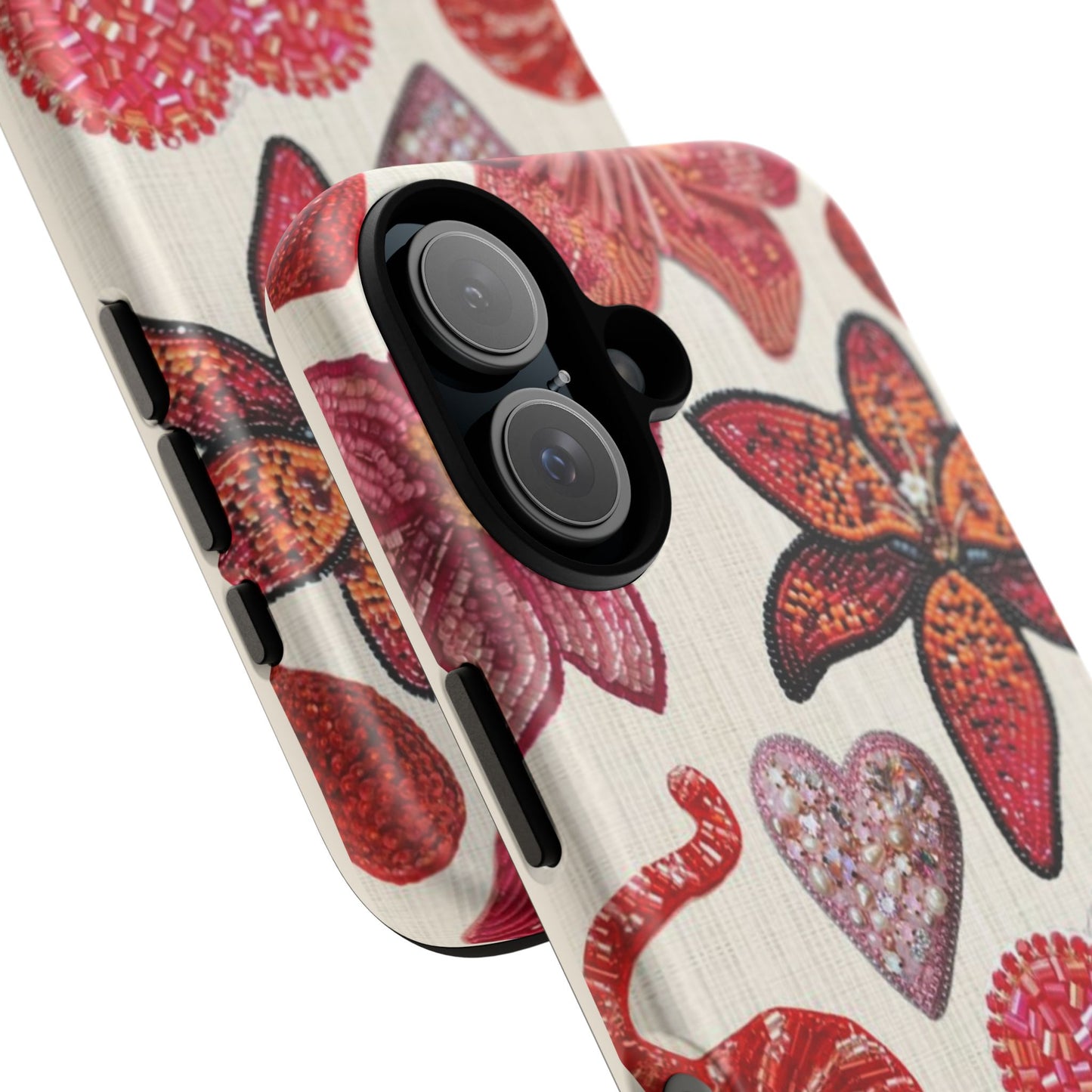 Floral & Heart Pattern Tough Case