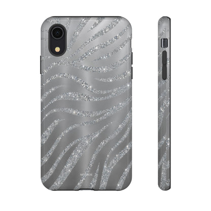 Silver Glitter Zebra Tough Case