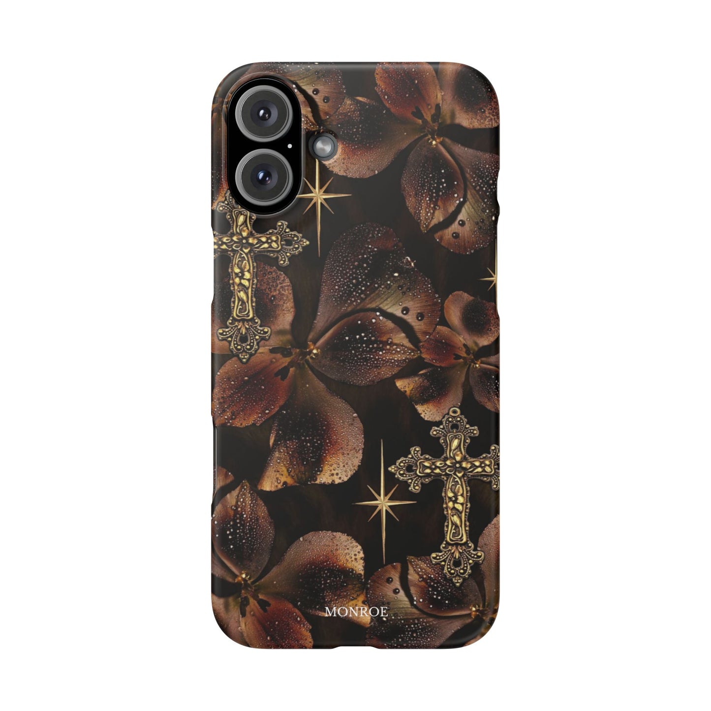 Brown Floral Cross Case
