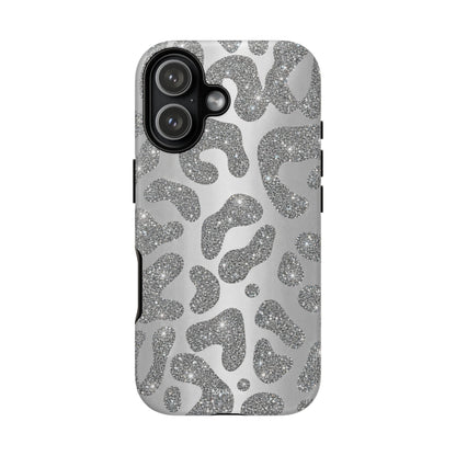 Silver Glitter Leopard Tough Case