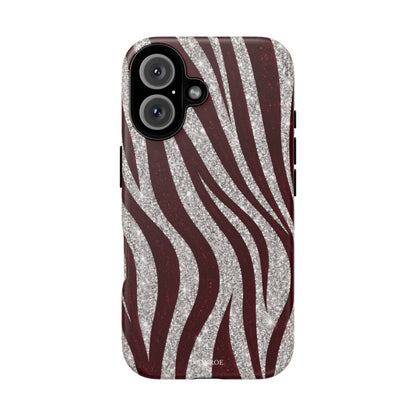 Burgundy Zebra Glitter Tough Case
