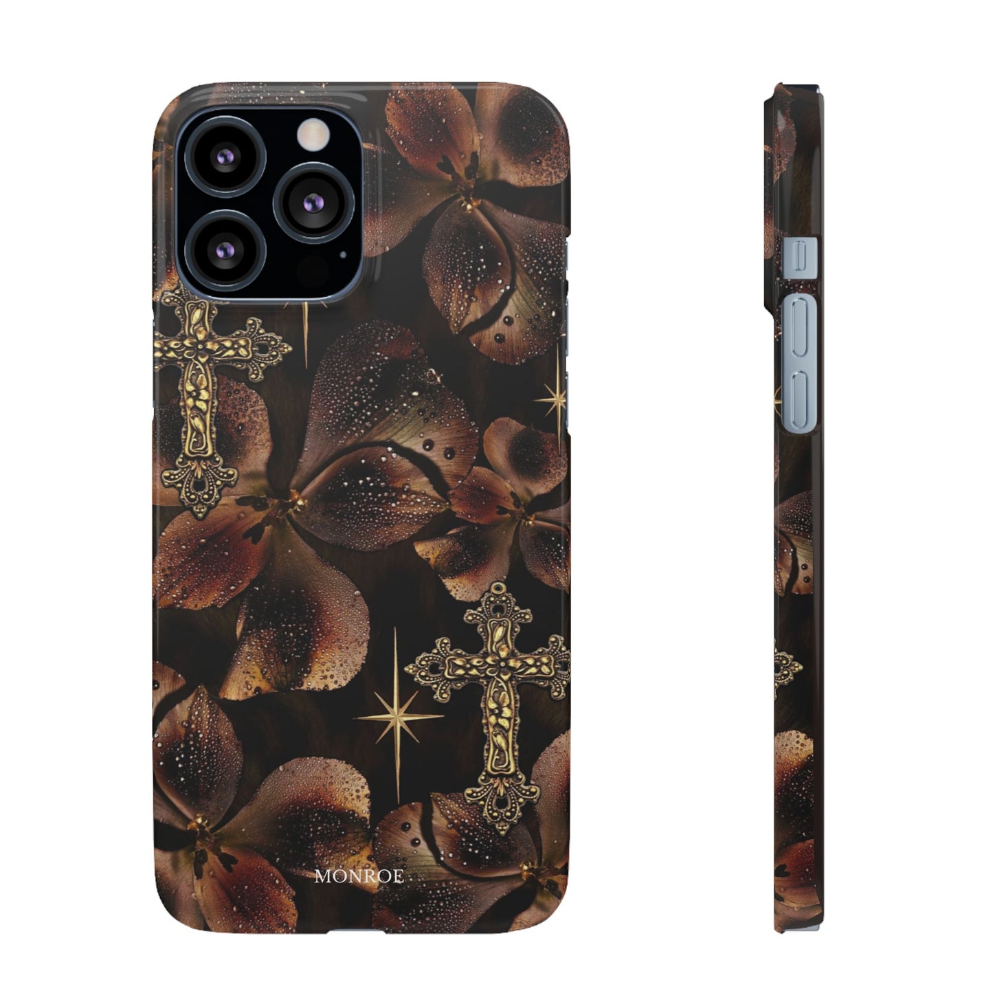 Brown Floral Cross Case