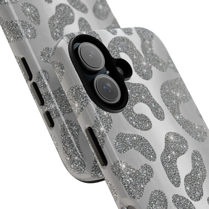 Silver Glitter Leopard Tough Case