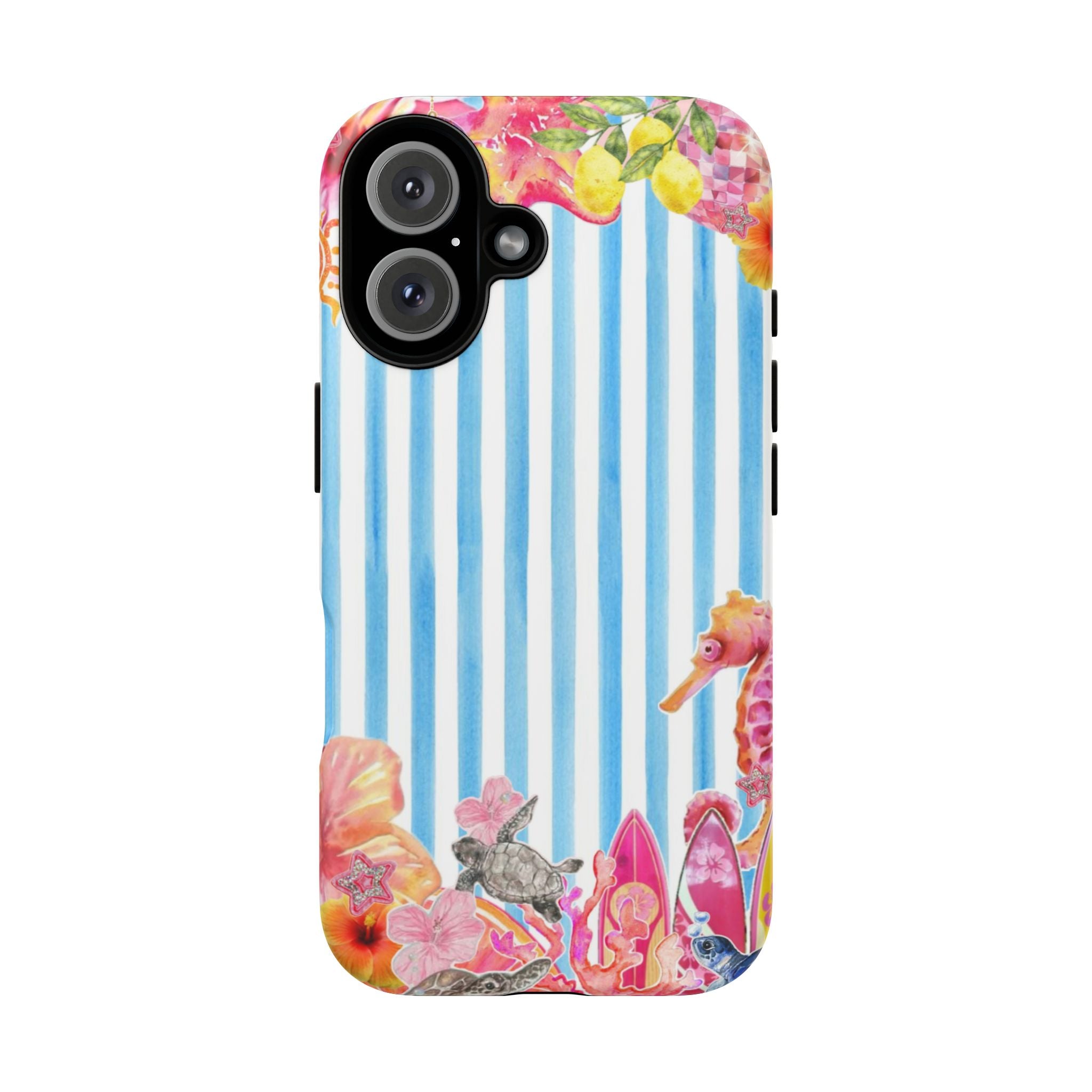 Beach Blue Striped Tough Phone Case