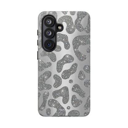 Silver Glitter Leopard Tough Case