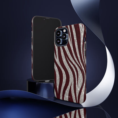 Burgundy Zebra Glitter Tough Case