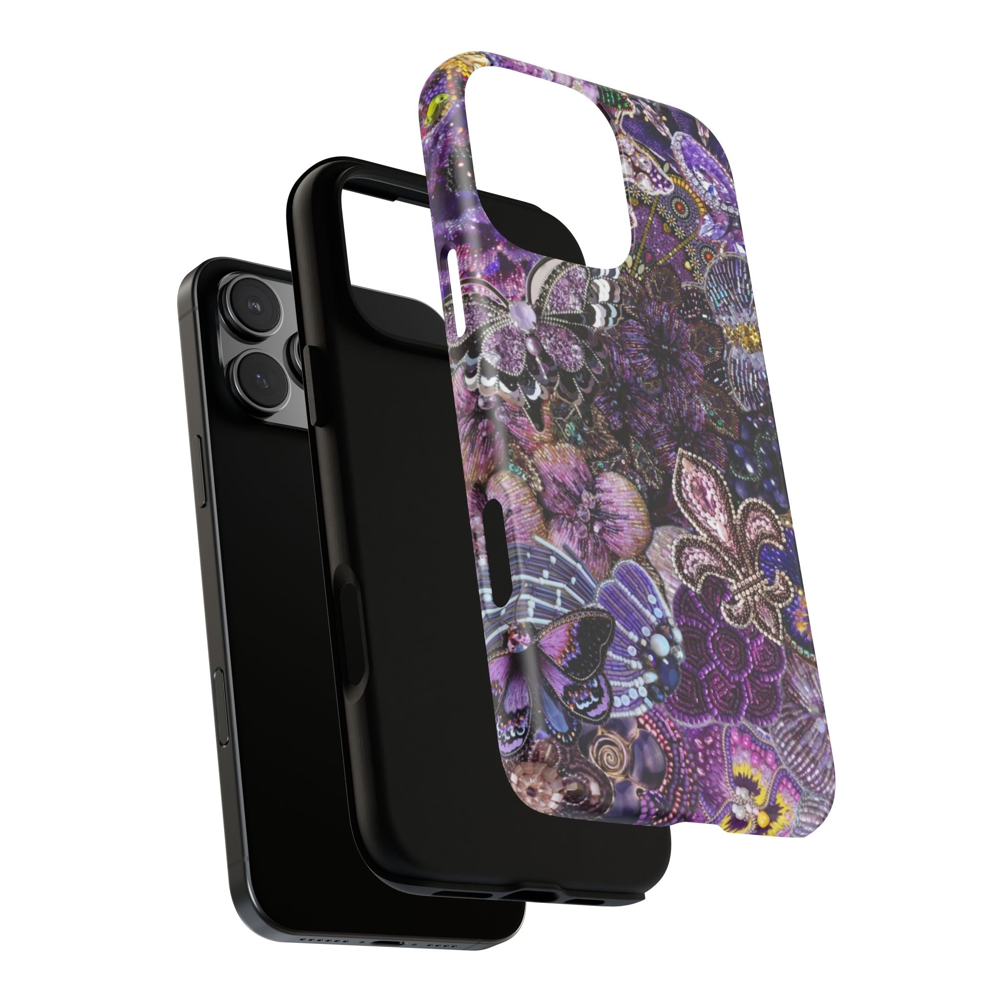 Purple Fleur-de-Lis Floral Tough Phone Case