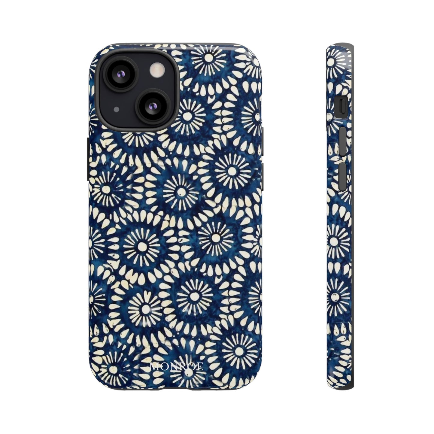 Navy Shibori Floral Tough Phone Case