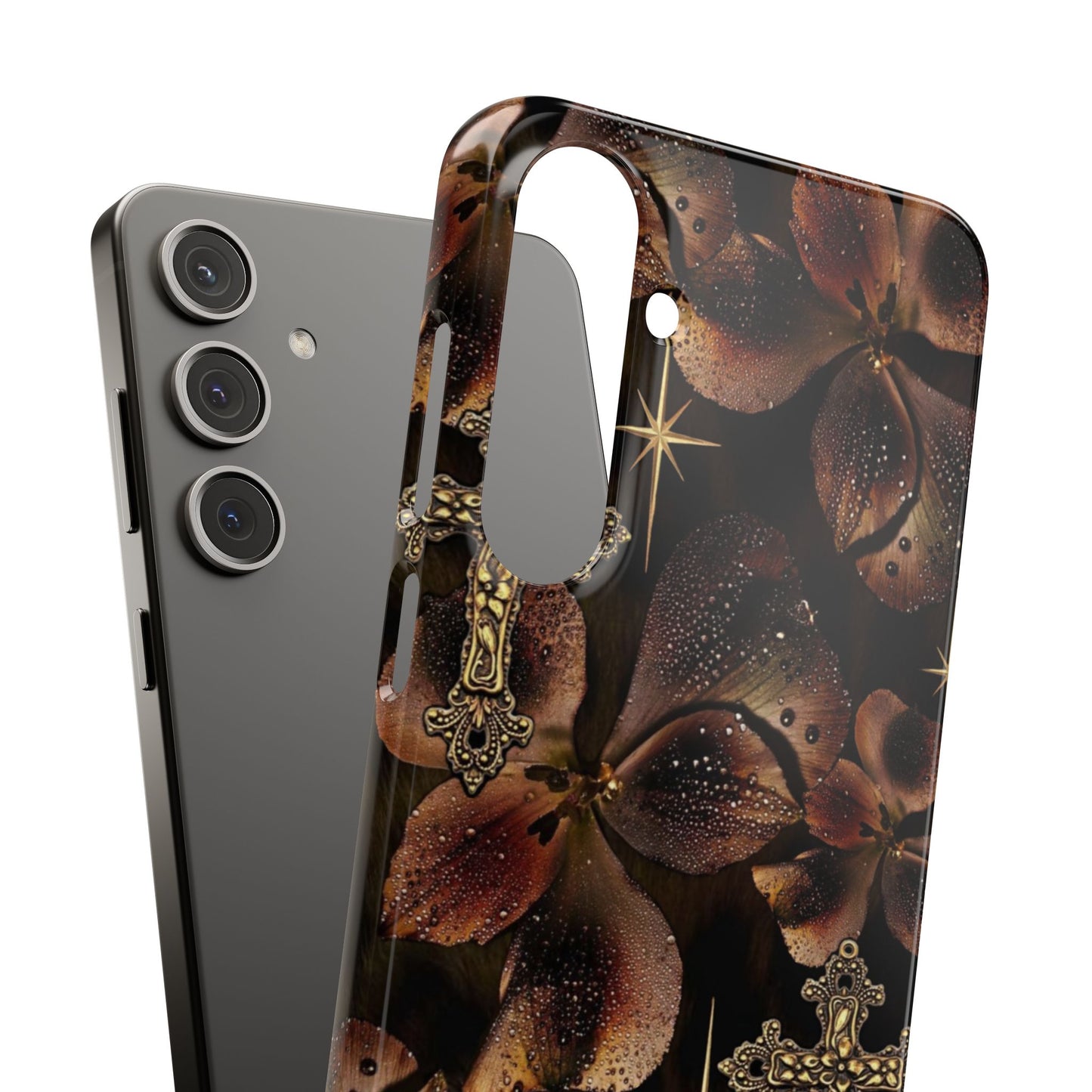 Brown Floral Cross Case