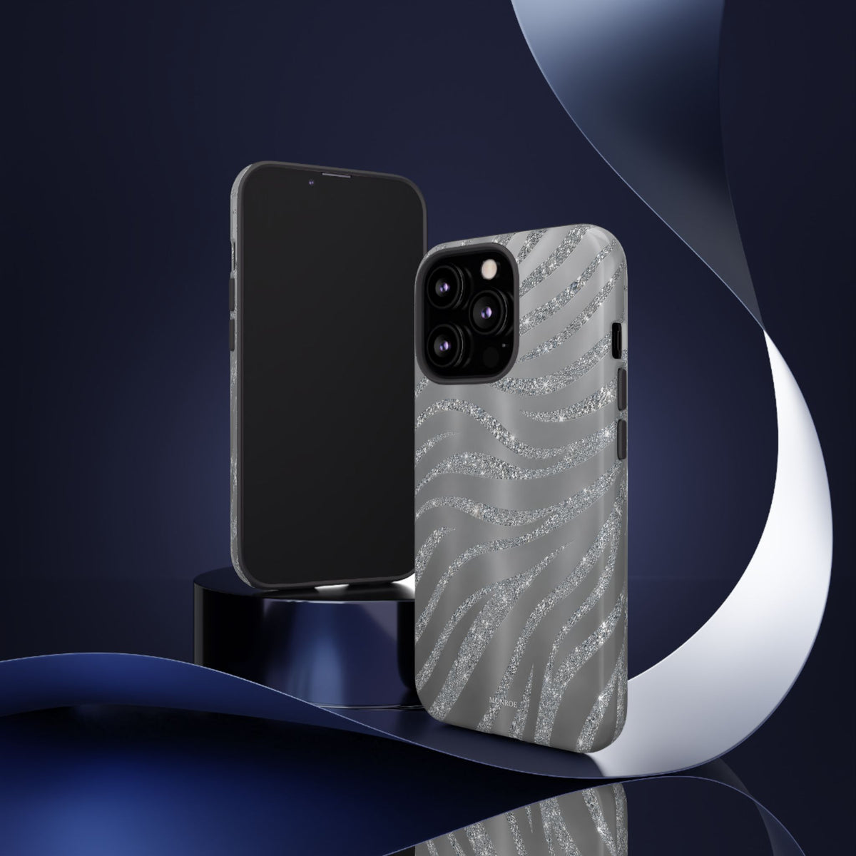 Silver Glitter Zebra Tough Case