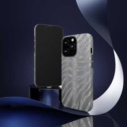 Silver Glitter Zebra Tough Case