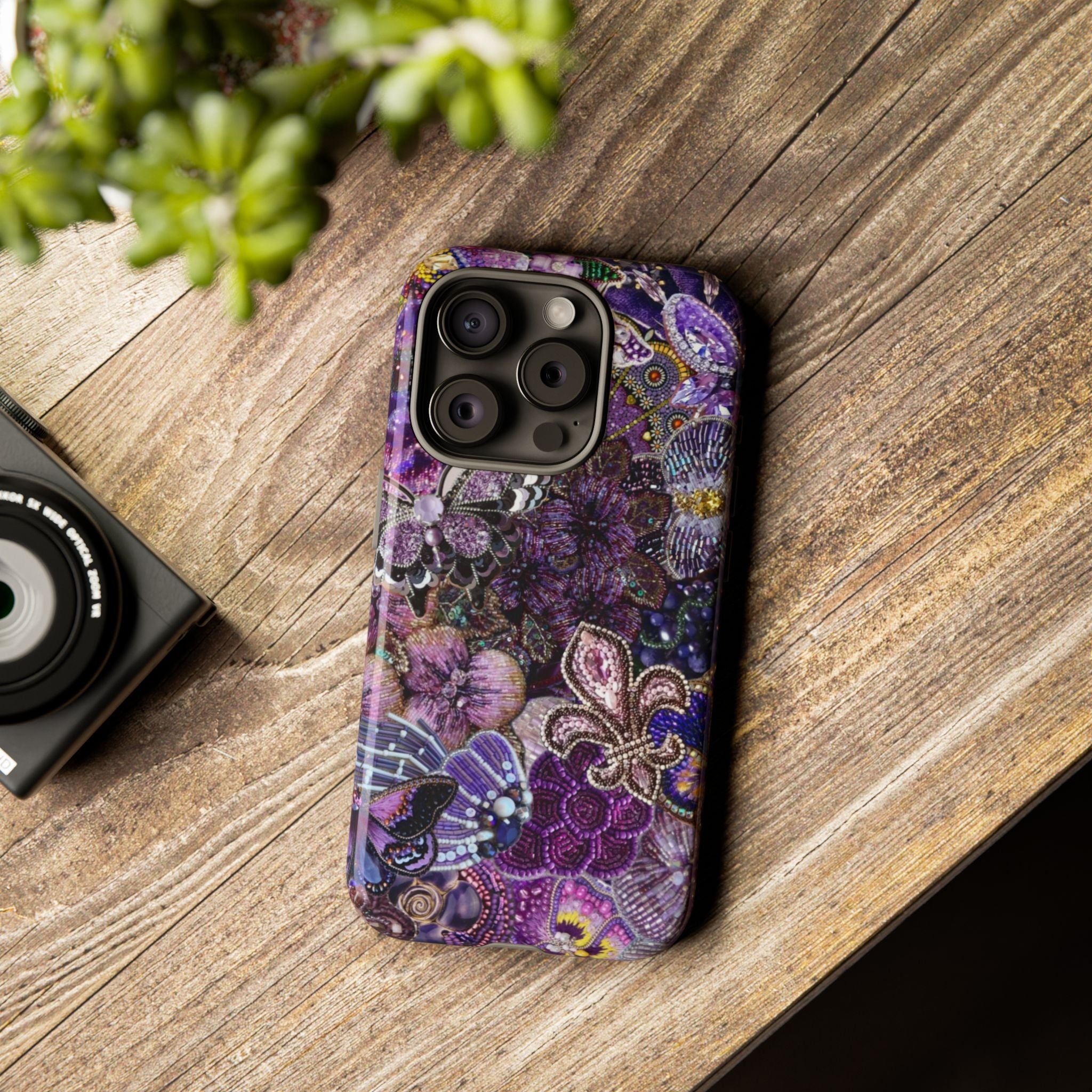 Purple Fleur-de-Lis Floral Tough Phone Case