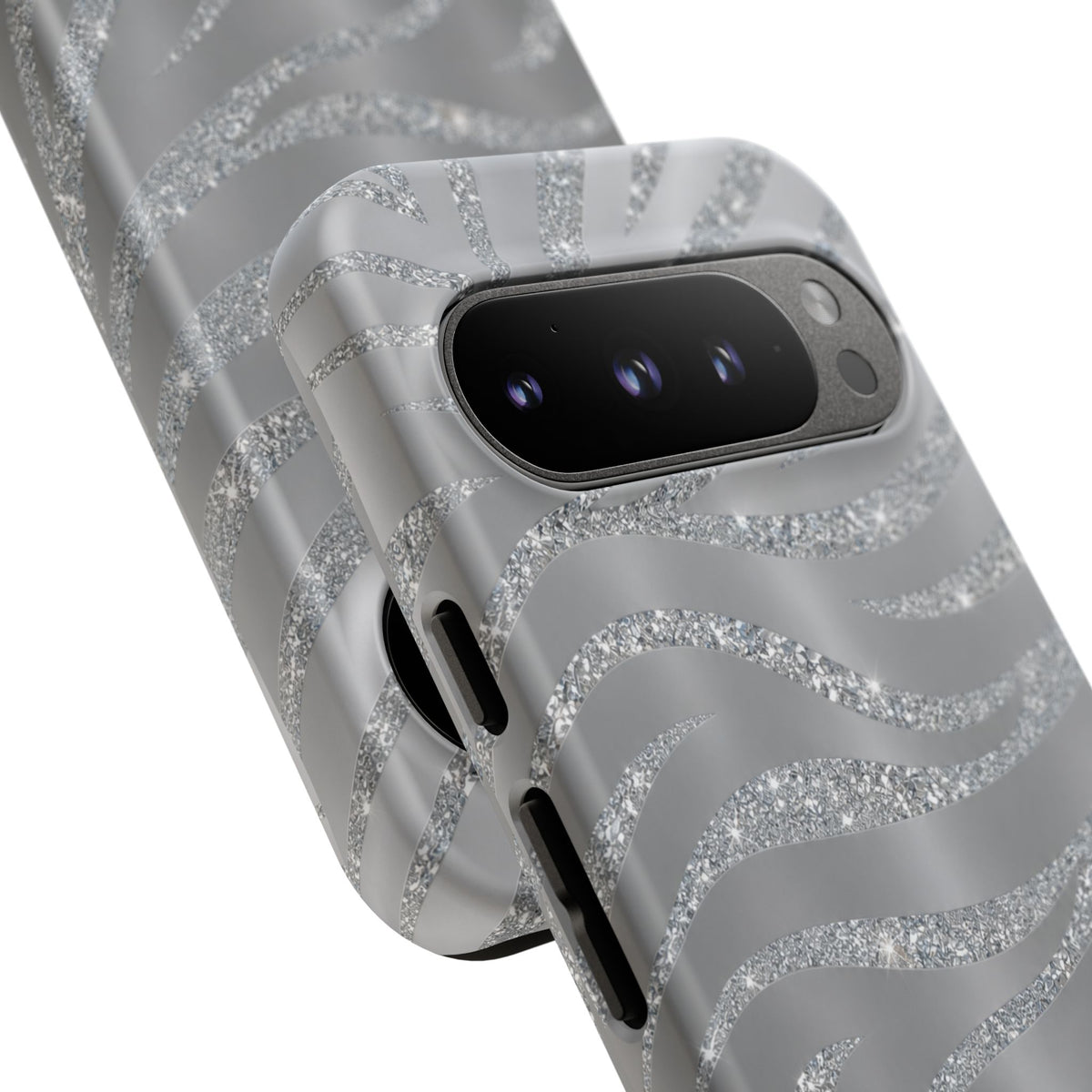 Silver Glitter Zebra Tough Case