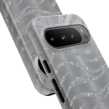 Silver Glitter Zebra Tough Case