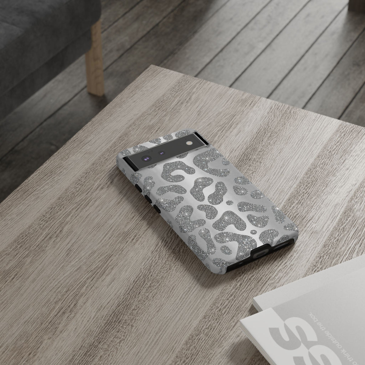 Silver Glitter Leopard Tough Case