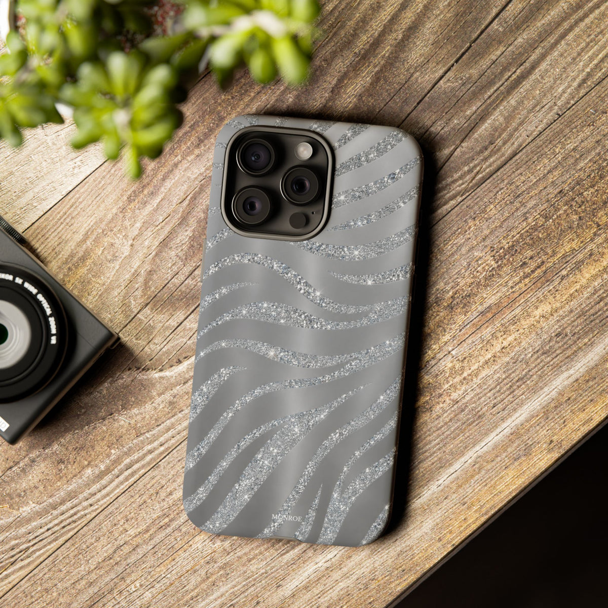 Silver Glitter Zebra Tough Case
