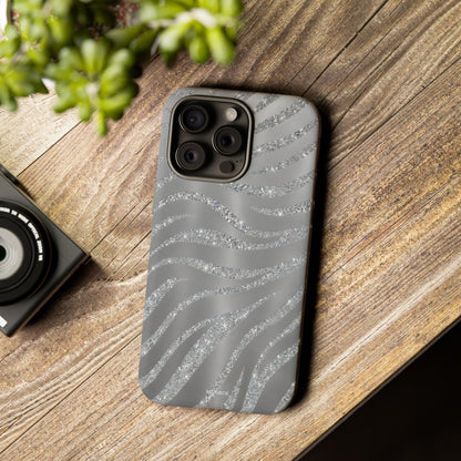 Silver Glitter Zebra Tough Case