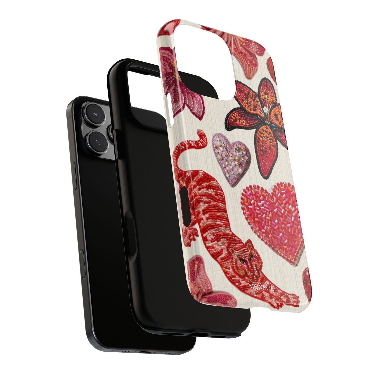 Floral & Heart Pattern Tough Case