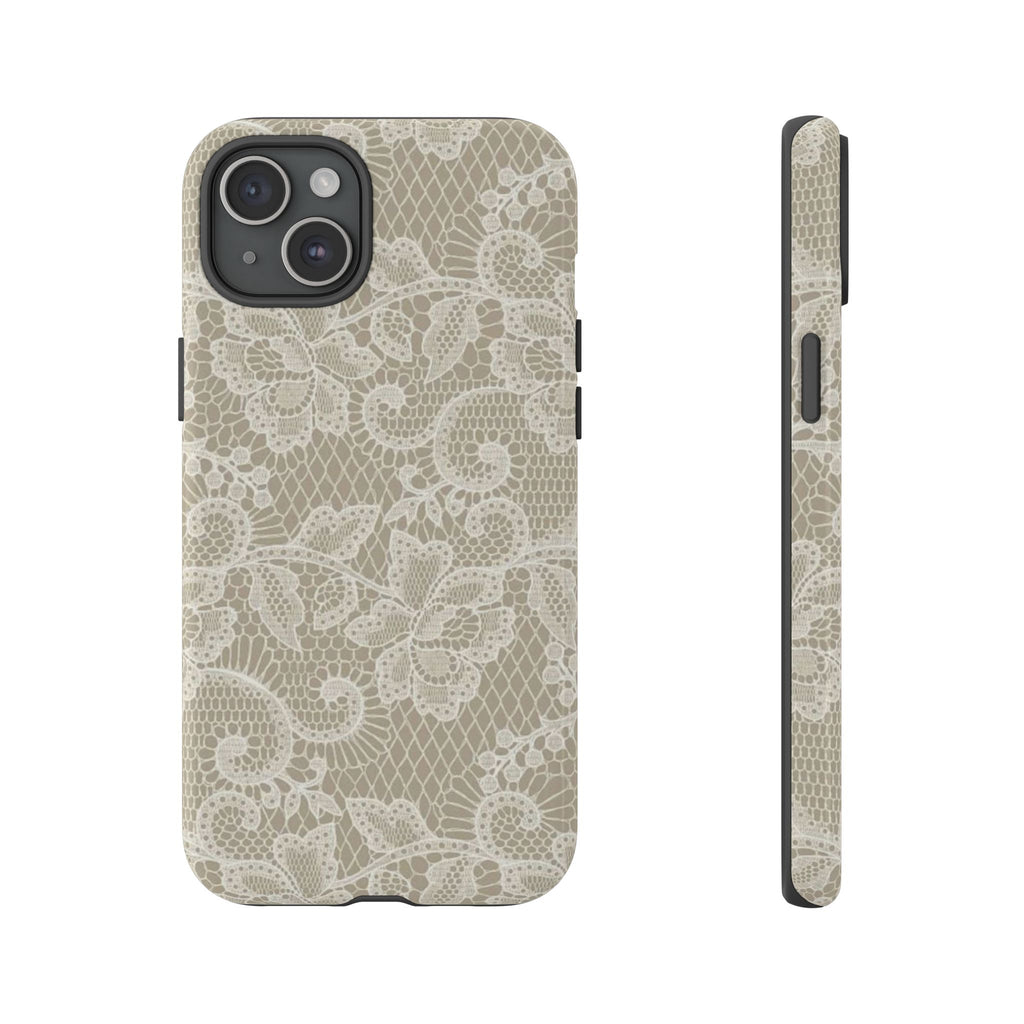 White Lace Pattern Tough Phone Case