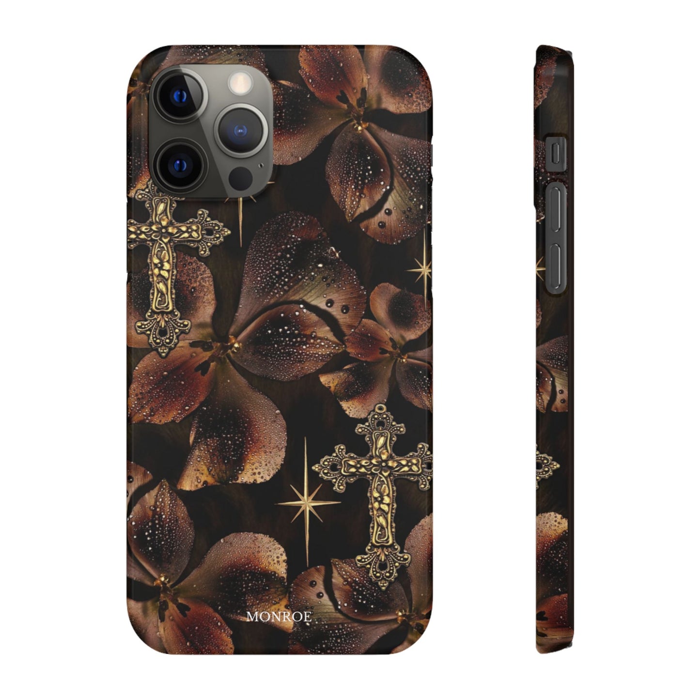 Brown Floral Cross Case