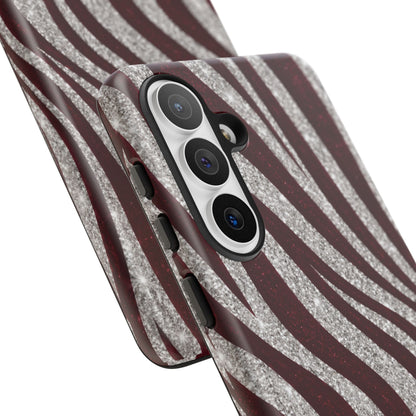 Burgundy Zebra Glitter Tough Case