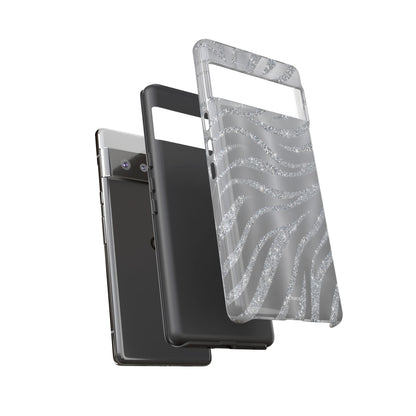 Silver Glitter Zebra Tough Case