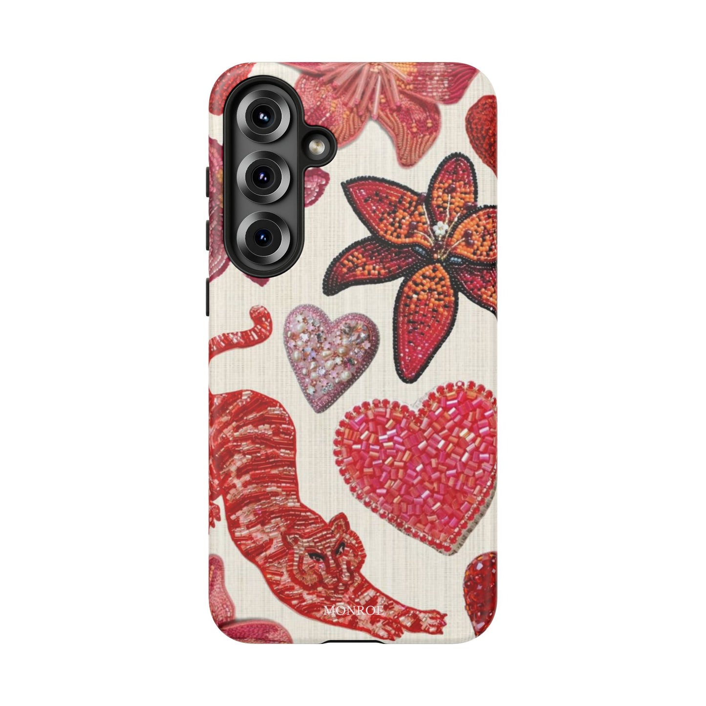 Floral & Heart Pattern Tough Case