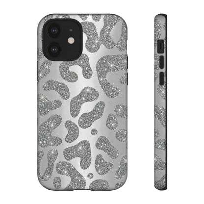 Silver Glitter Leopard Tough Case