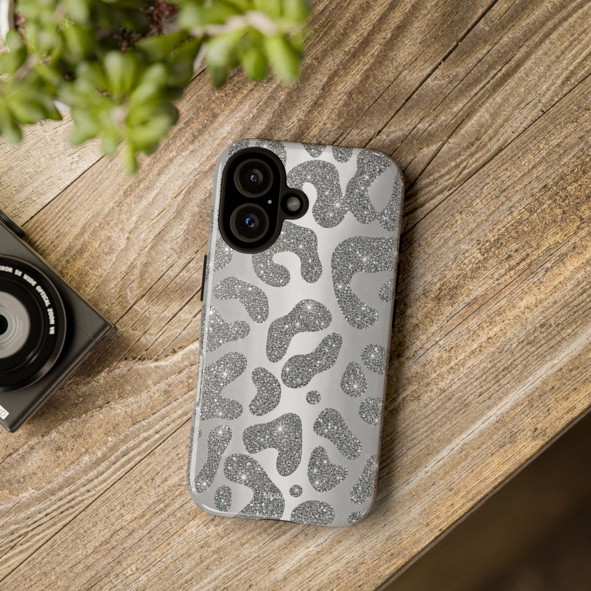 Silver Glitter Leopard Tough Case