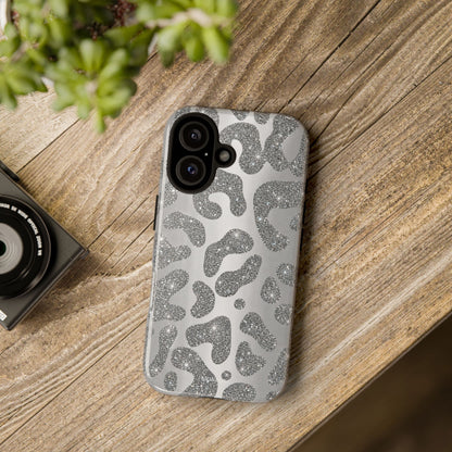 Silver Glitter Leopard Tough Case
