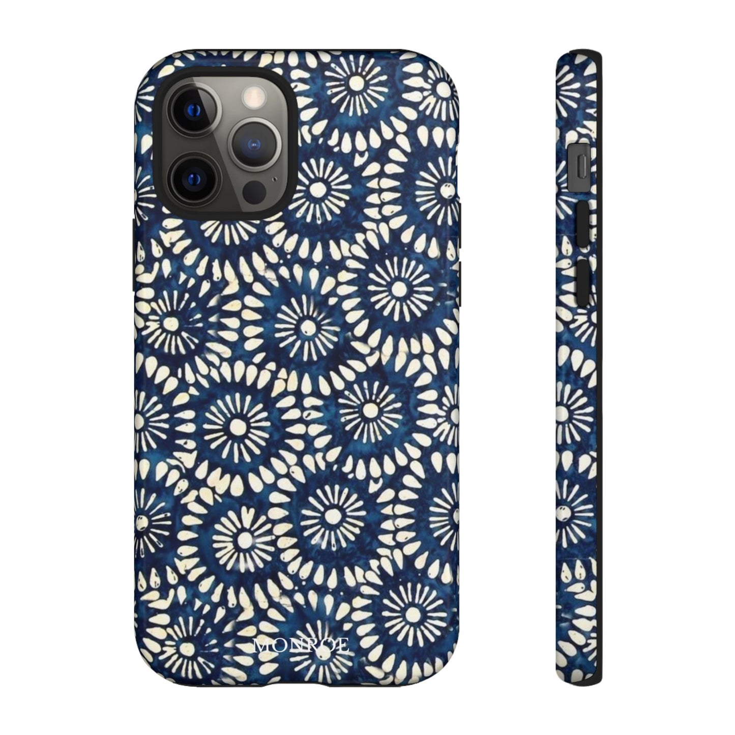Navy Shibori Floral Tough Phone Case