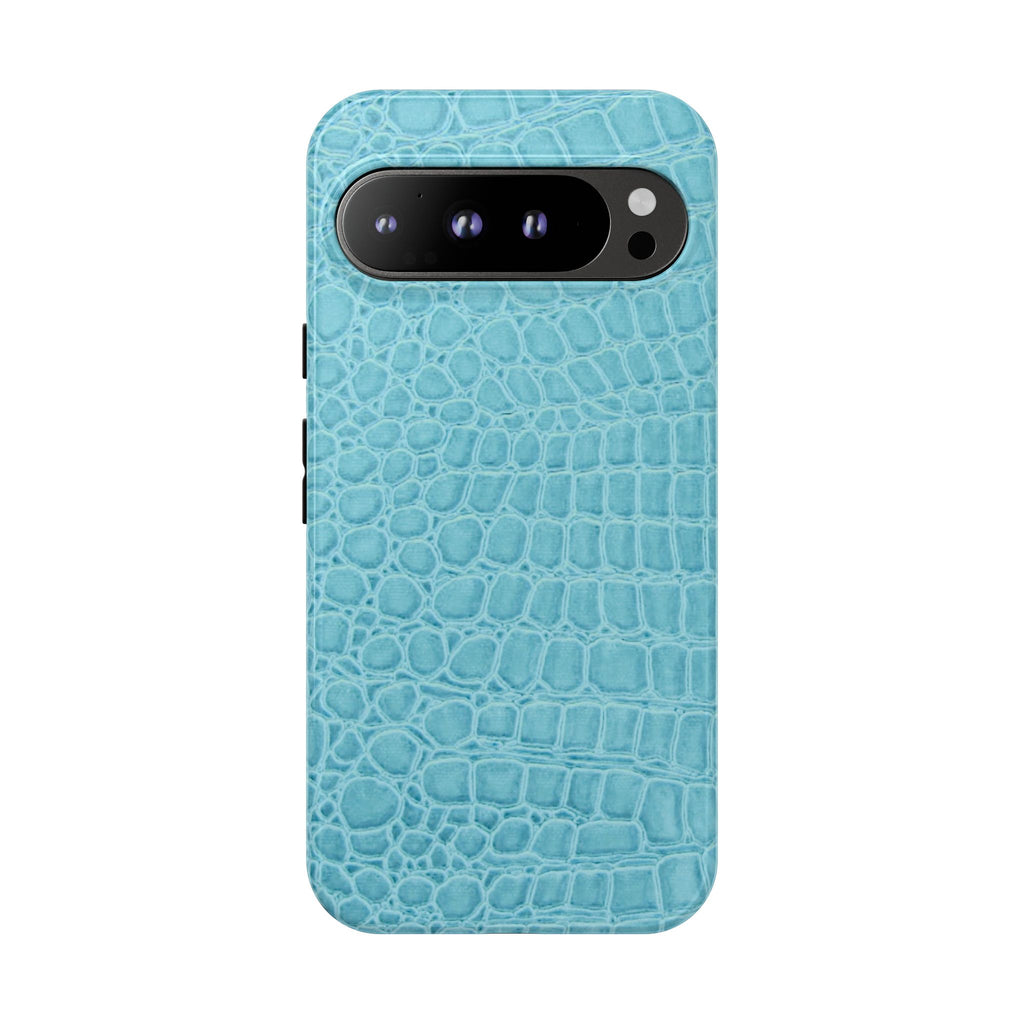 Croc Embossed Turquoise Phone Case