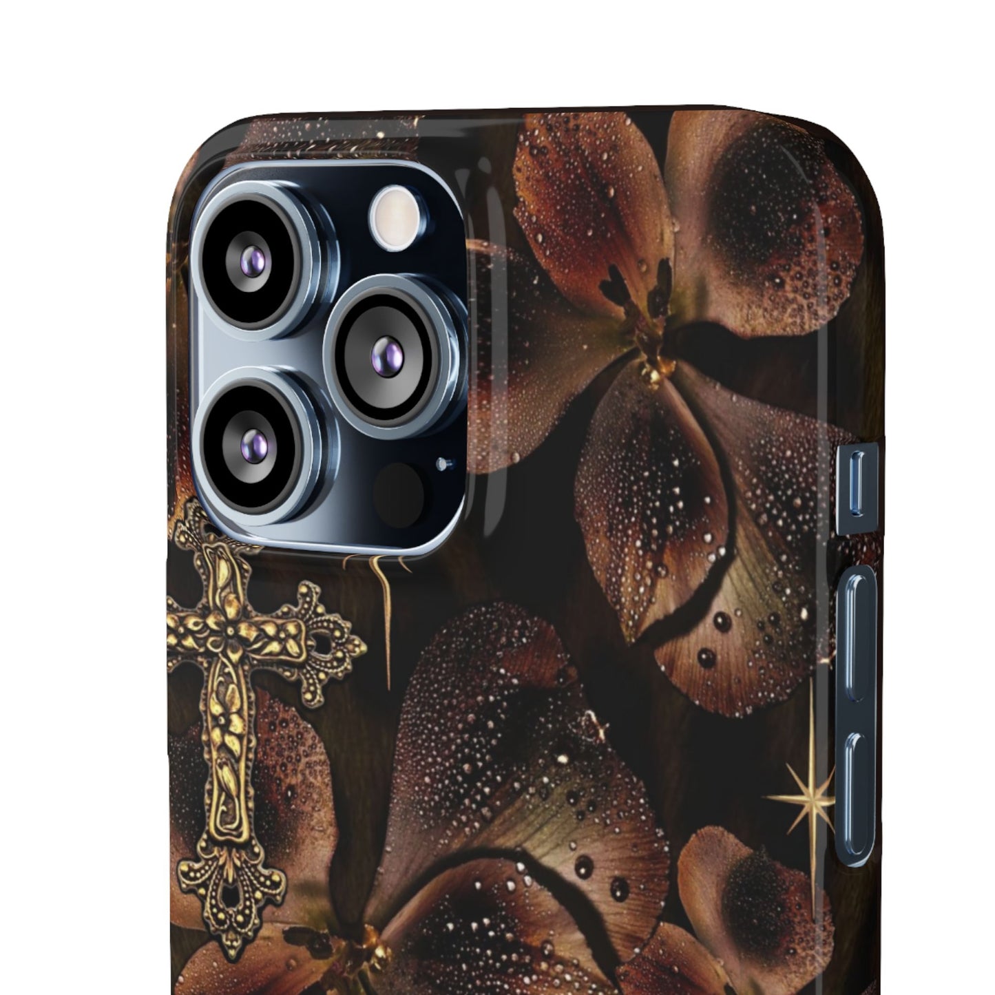 Brown Floral Cross Case