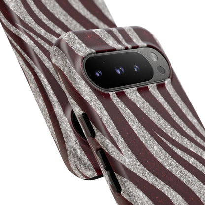 Burgundy Zebra Glitter Tough Case