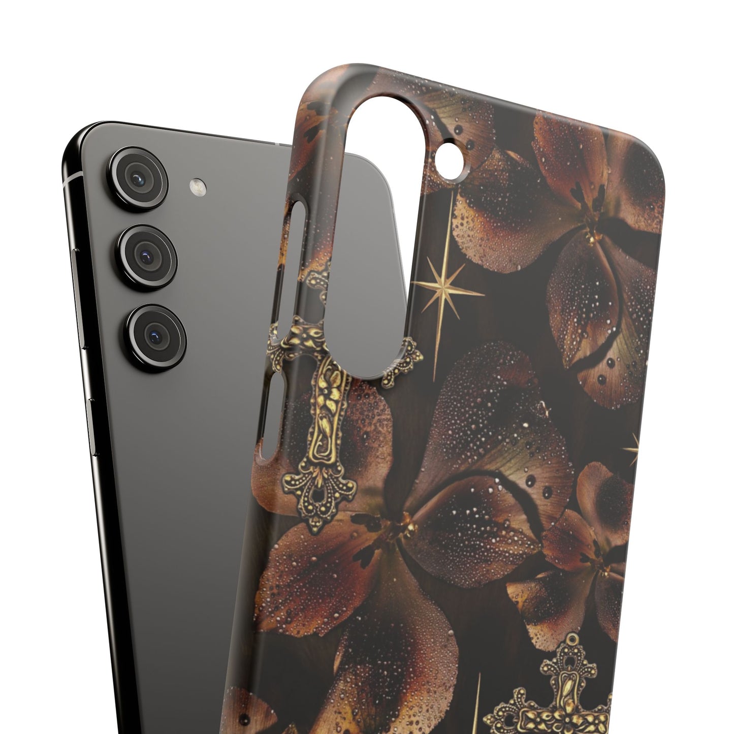 Brown Floral Cross Case