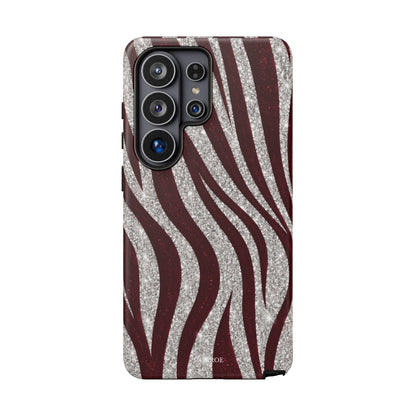 Burgundy Zebra Glitter Tough Case