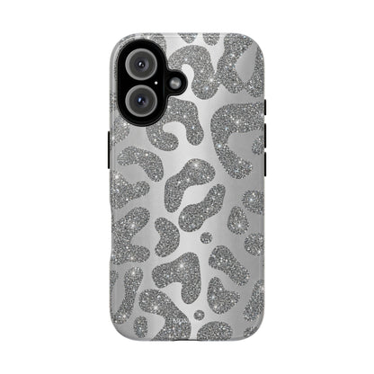 Silver Glitter Leopard Tough Case
