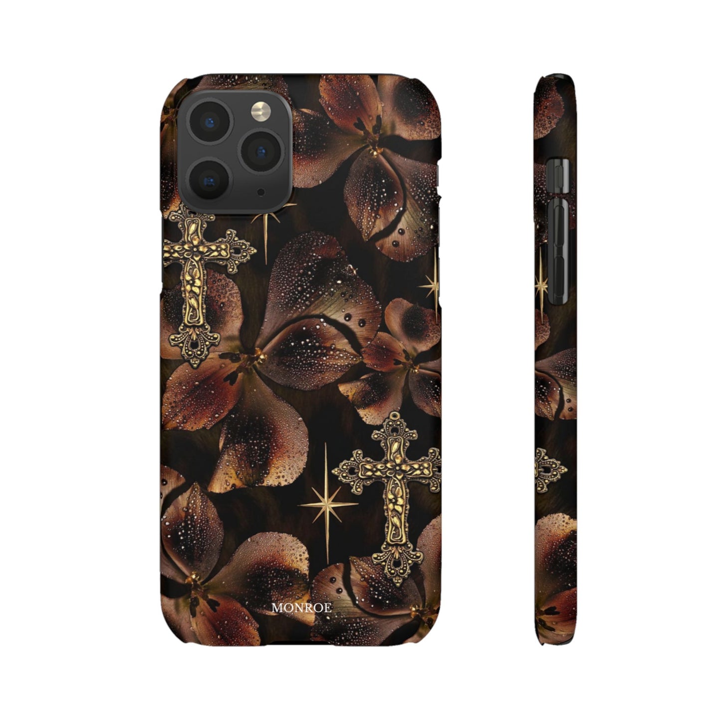 Brown Floral Cross Case