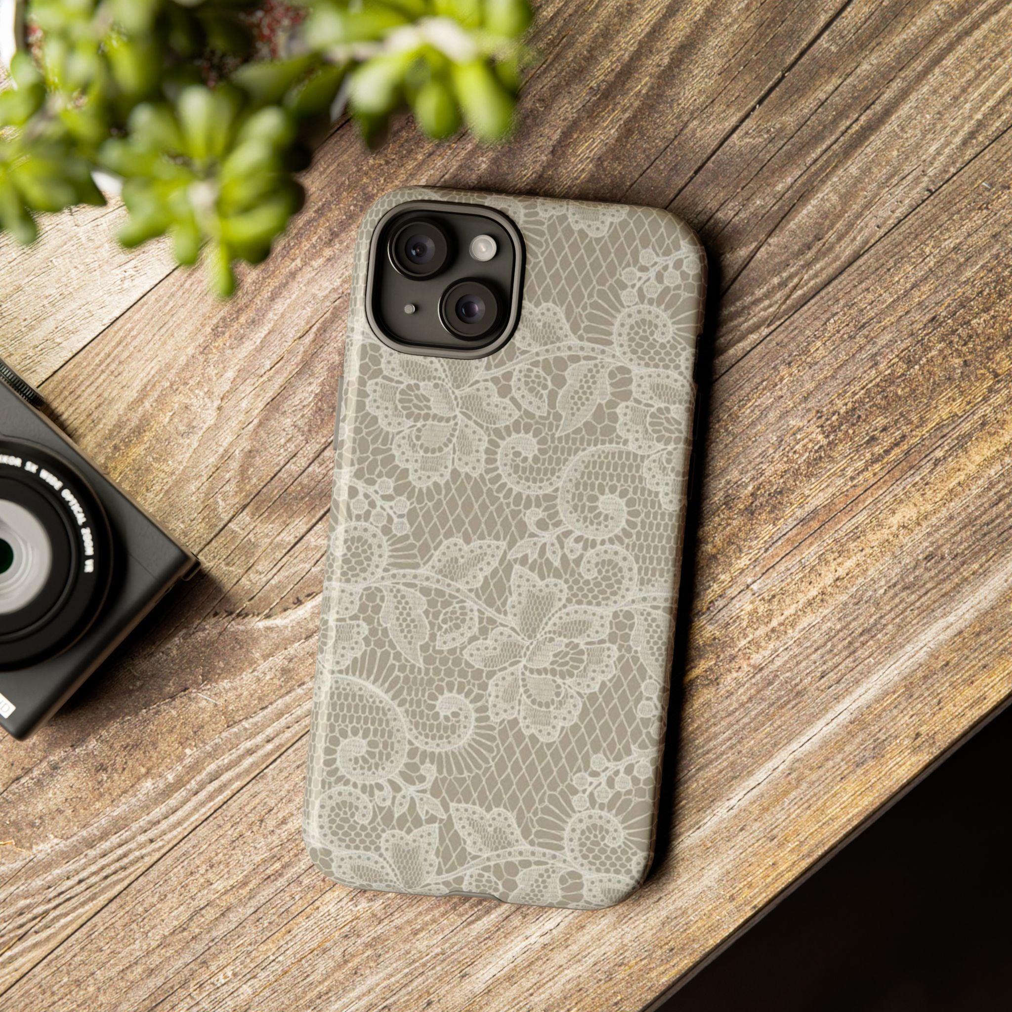 White Lace Pattern Tough Phone Case